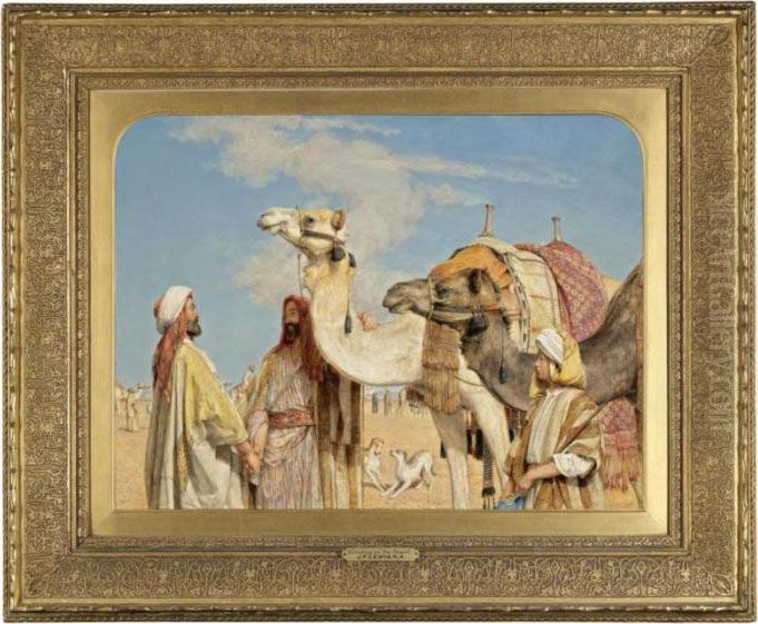 Greeting In The Desert, Egypt (selamat Teiyibin) Oil Painting by John Frederick Lewis