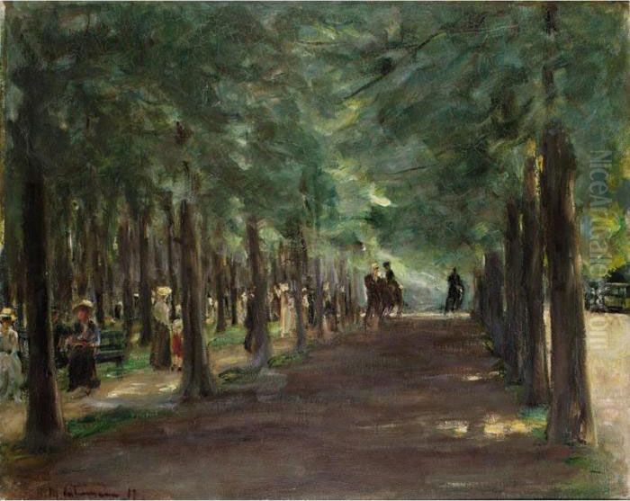 Allee Im Tiergarten Mit Reitern 
Und Spaziergangern (alley In Tiergarten With Riders And Strollers) Oil Painting by Max Liebermann