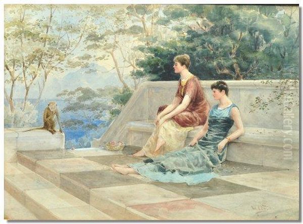 Figures On A Terrace Oil Painting by Walker Stuart Lloyd