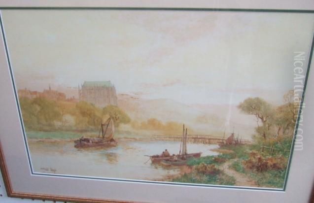 The River Adur Near Lancing Collage Oil Painting by Walker Stuart Lloyd