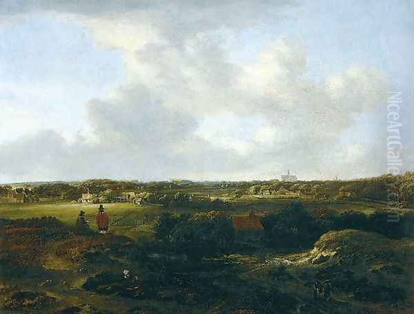 View of Haarlem from the Dunes 1660s Oil Painting by Jan The Younger Vermeer Van Haarlem