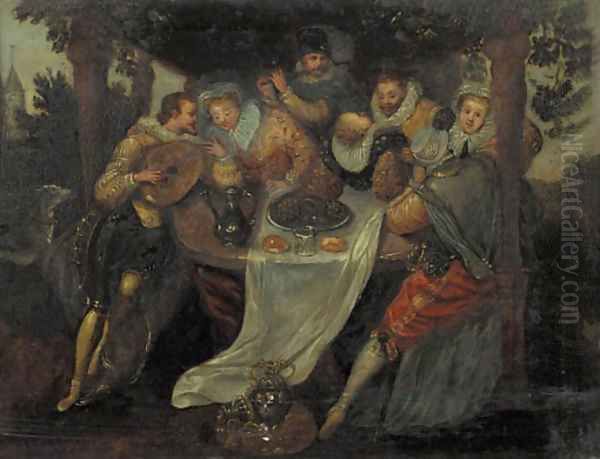 A music party in a garden Oil Painting by David Vinckboons I