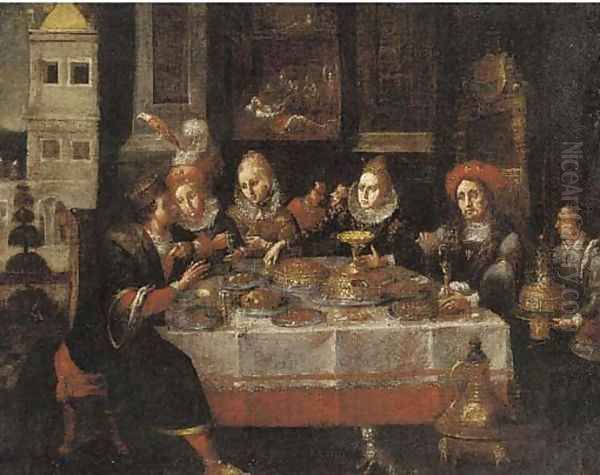 A banquet in an interior Oil Painting by David Vinckboons I