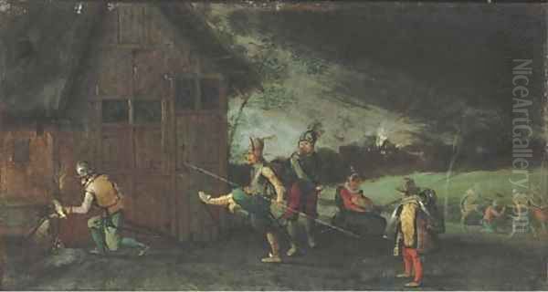 Soldiers looting a house Oil Painting by David Vinckboons I