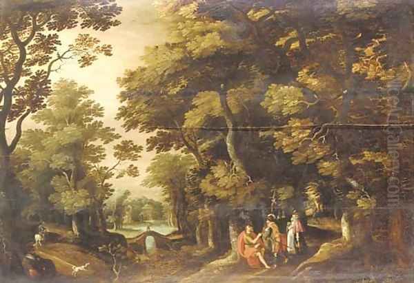 A wooded landscape with Saint John the Baptist in the wilderness Oil Painting by David Vinckboons I