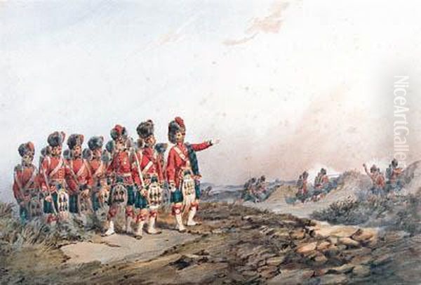 The 42nd Royal Highlanders Black Watch On Manoeuvres Oil Painting by Orlando Norie