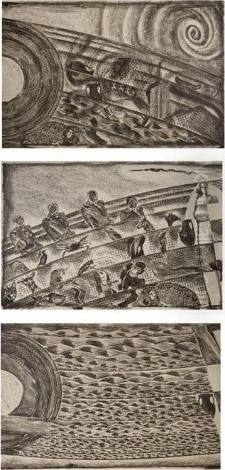 Triptych Oil Painting by Jose Clemente Orozco