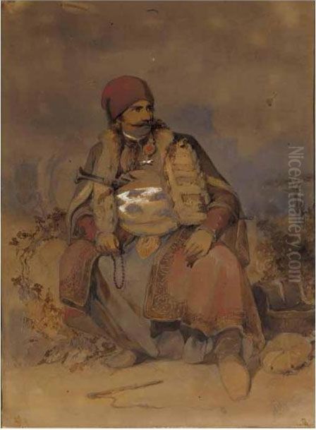 Portrait Of A Turkish Man Oil Painting by Amadeo Preziosi