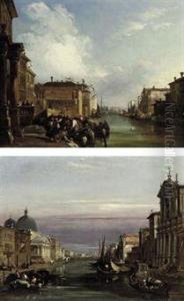 The Grand Canal, Venice, Looking
 South-west From The Chiesa Degliscalzi To The Fondamenta Della Croce, 
With S. Simeone Piccolo; Oil Painting by Edward Pritchett