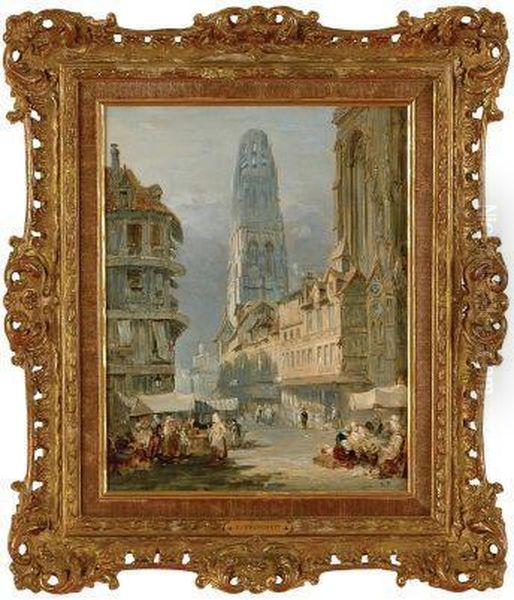 Escuela Inglesa.
Mercaderes Y Vista De Catedral. Oil Painting by Edward Pritchett