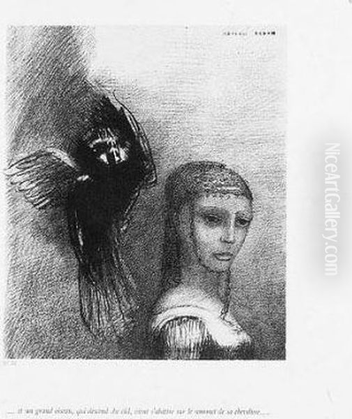 La Tentation De Saint-antoine 
(premiere Serie). Et Un Grand Oiseau Qui Descend Du Ciel...; And Partout
 Des Prunelles Flamboient (mellerio 86; And 92) Oil Painting by Odilon Redon