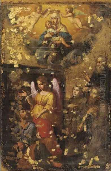 The Madonna and Child enthroned Oil Painting by Venetian School