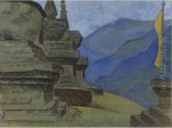 Suburghans. Tashiding, From The 
Himilayan
 Series Oil Painting by Nicolaj Konstantinov Roerich