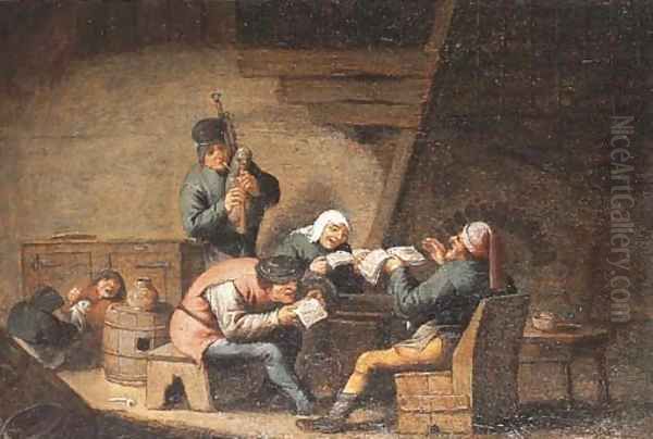 Peasants singing in a cottage Oil Painting by Anthonie Victorijns