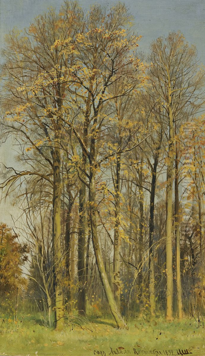 Rowan Trees In Autumn Oil Painting by Ivan Shishkin
