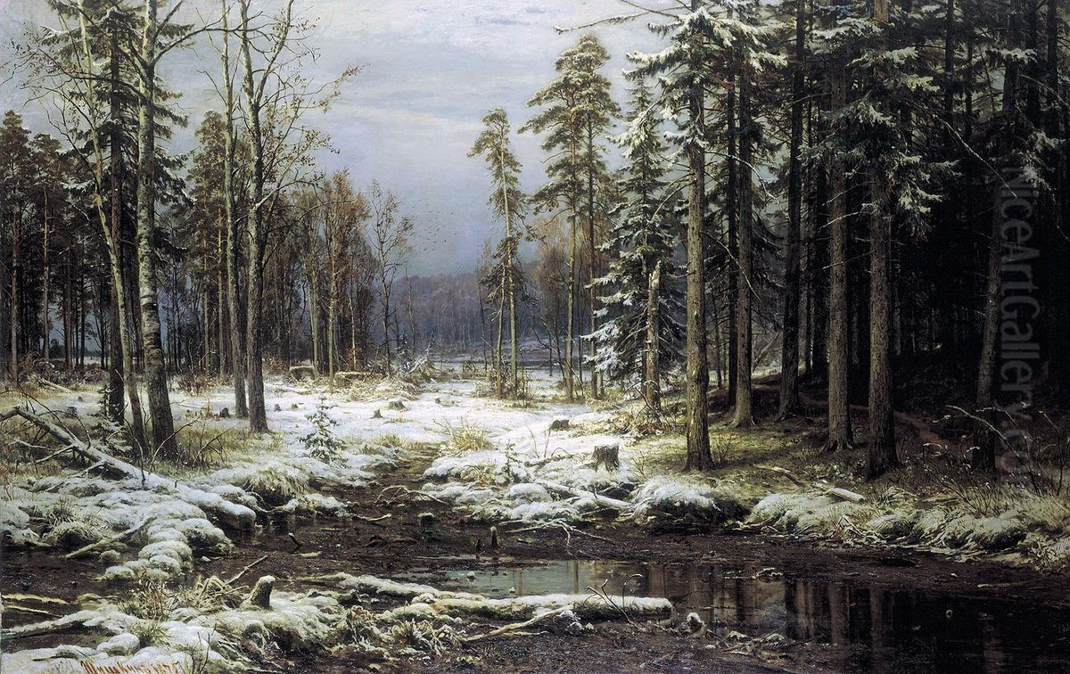 First Snow Oil Painting by Ivan Shishkin