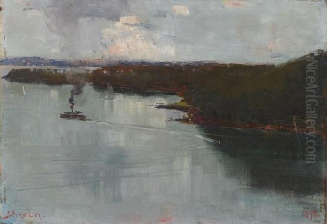 Sydney Harbour 1895 Oil Painting by Arthur Streeton