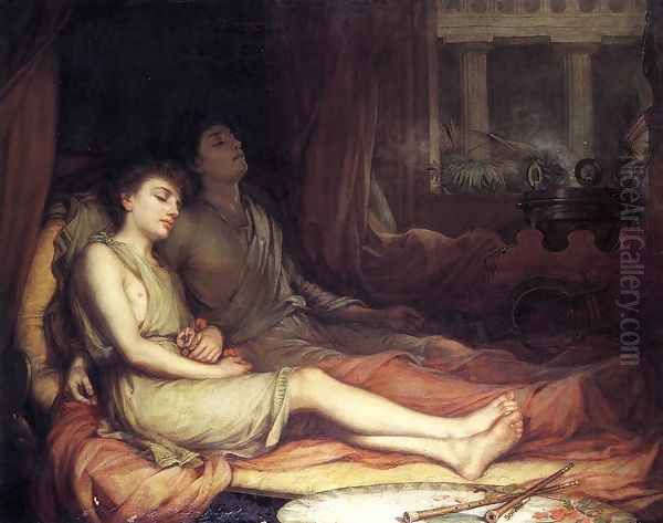 Sleep and his Half-brother Death 1874 Oil Painting by John William Waterhouse