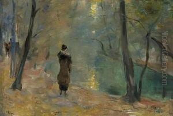 Partie Am Neuen See Im Tiergarten.
 Um 1910/20 Oil Painting by Lesser Ury