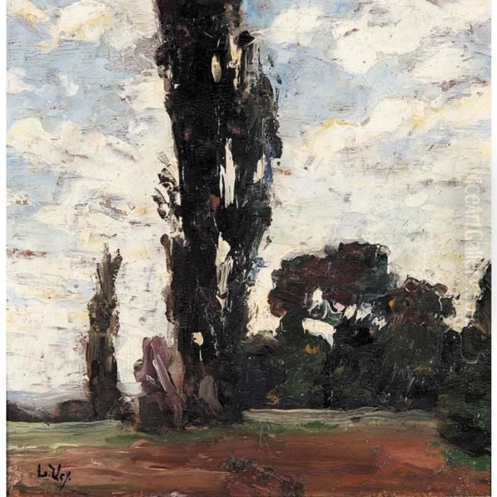 Poplars Oil Painting by Lesser Ury