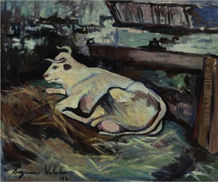 Vache Couchee Dans L'etable Oil Painting by Suzanne Valadon
