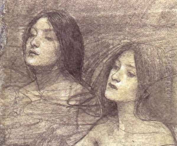 Two Nymphs - study for Hylas and the Nymphs (circa 1896 Oil Painting by John William Waterhouse