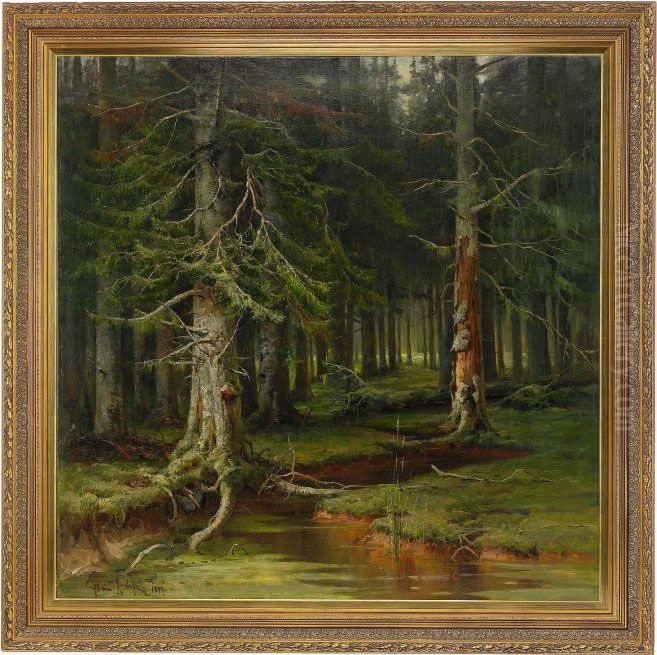 A Forest Oil Painting by Iulii Iul'evich (Julius) Klever