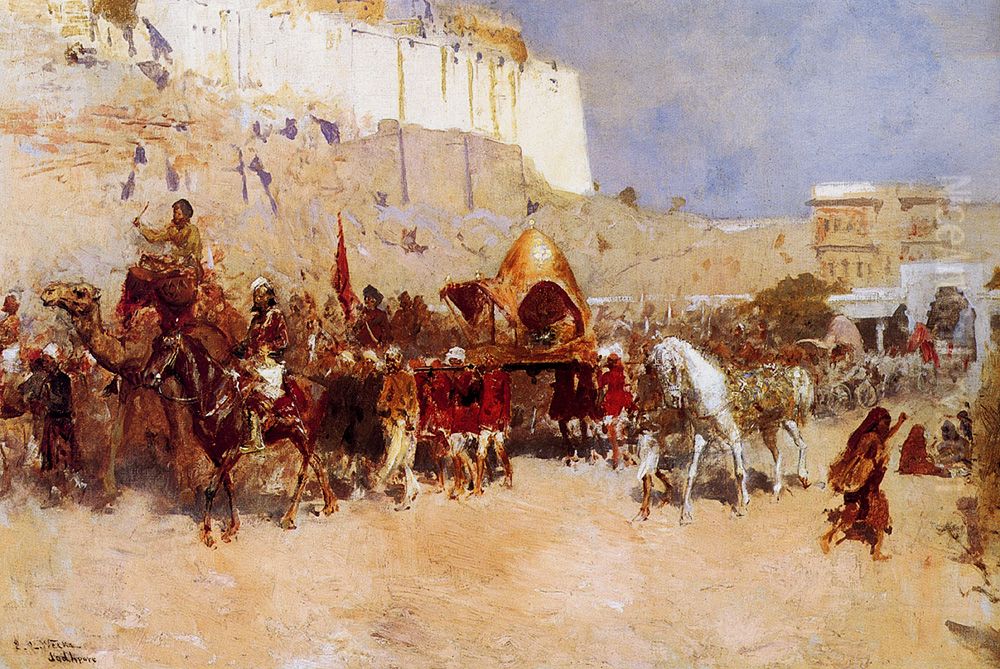 Wedding Procession Jodhpur Oil Painting by Edwin Lord Weeks