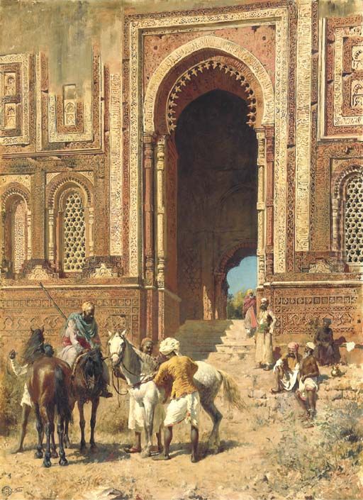 Indian Horsemen at the Gateway of Alah-ou-din, Old Delhi Oil Painting by Edwin Lord Weeks
