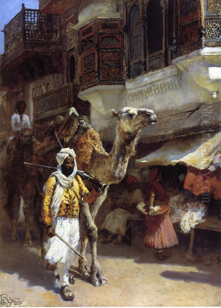 Man Leading A Camel Oil Painting by Edwin Lord Weeks