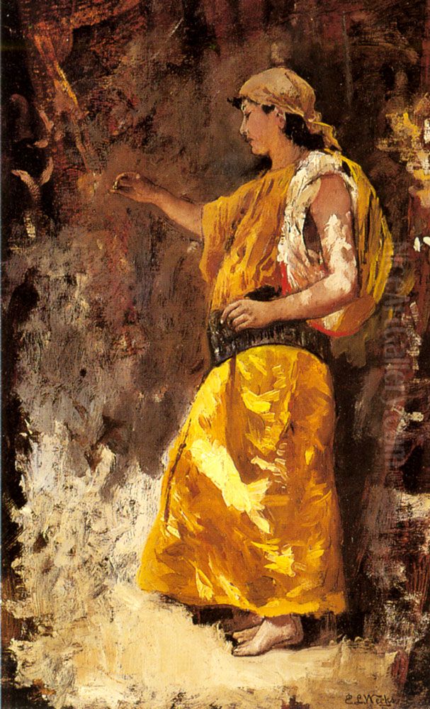 Standing Arab Woman Oil Painting by Edwin Lord Weeks