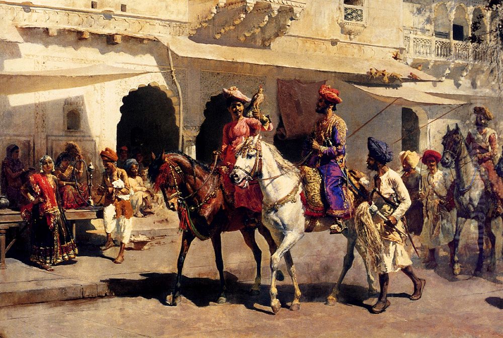 Leaving For The Hunt At Gwalior Oil Painting by Edwin Lord Weeks