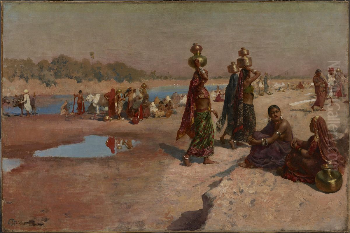 Water Carriers Of The Ganges Oil Painting by Edwin Lord Weeks