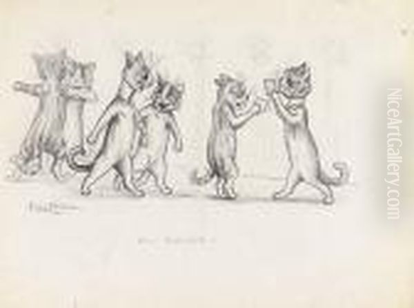 Our Dance Oil Painting by Louis Wain
