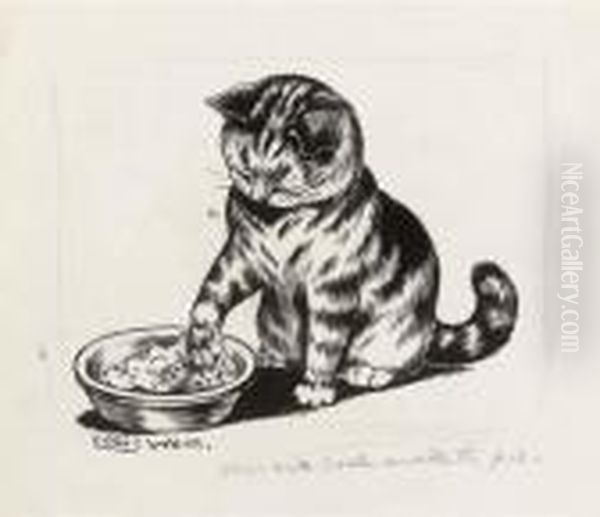 How Our Cook Made The Pie Oil Painting by Louis Wain