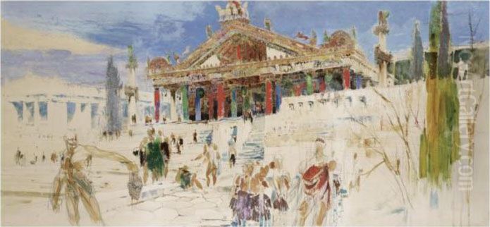 The Etruscan Temple Of Jupiter Capitolinus Oil Painting by William Walcot