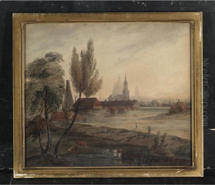 A View Of London From Hampstead Heath Oil Painting by Richard Westall