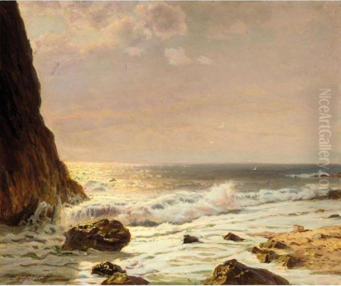Sunset Over The Coast Oil Painting by Constantin Alexandr. Westchiloff