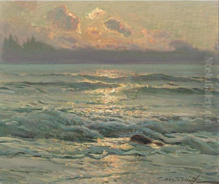 Sunlight Breaking The Waves Oil Painting by Constantin Alexandr. Westchiloff
