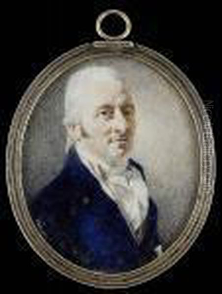 A Gentleman, Possibly Th 
Artist's Brother, Wearing Blue Coat, Red And White Waistcoat And White 
Frilled Shirt Oil Painting by Sir David Wilkie