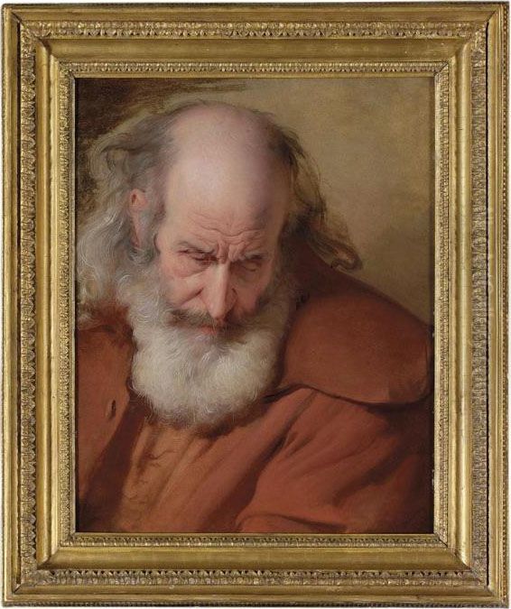 Study Of The Head Of John 
Stavely, For The Old Man Grieving Overhis Ass, From Laurence Sterne's A 
Sentimental Journey Oil Painting by Josepf Wright Of Derby