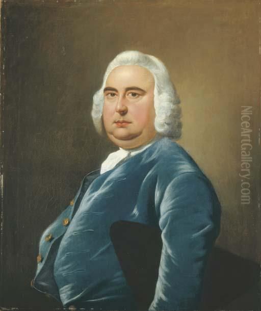Portrait Of John Heath Of Derby 
(d.1815), Half-length, In A Bluecoat With A Tricorn Hat Under His Left 
Arm Oil Painting by Josepf Wright Of Derby