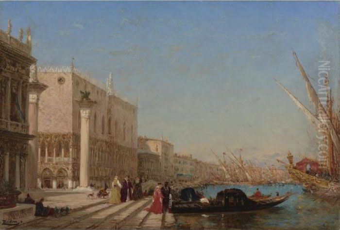 Steps To Saint Mark's Venice Oil Painting by Felix Ziem