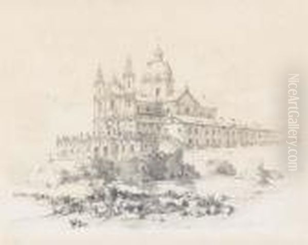 Une Eglise Dans Un Paysage Pres De Saint Petersbourg Oil Painting by Felix Ziem