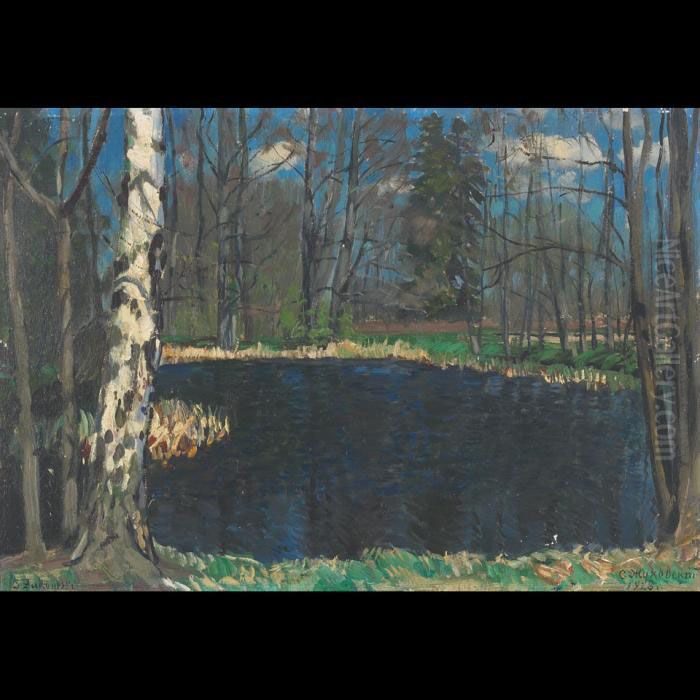 Beginning Of May Oil Painting by Stanislaw Zukowski