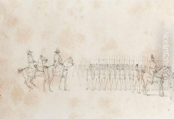 Feine Reiterstudie Oil Painting by Adam Albrecht