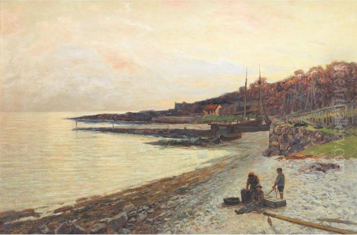 The Village Of Corrie-arran, Evening Oil Painting by John Miller