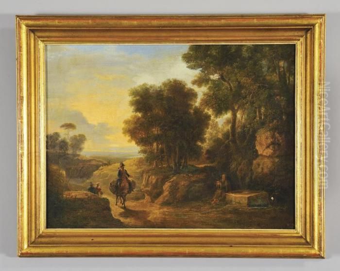 Paesaggio Con Vaindanti Oil Painting by Agostino Aglio
