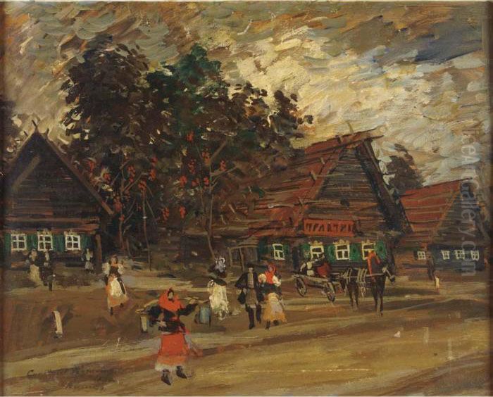 Russian Village Oil Painting by Alexei Konstantinovich Korovin