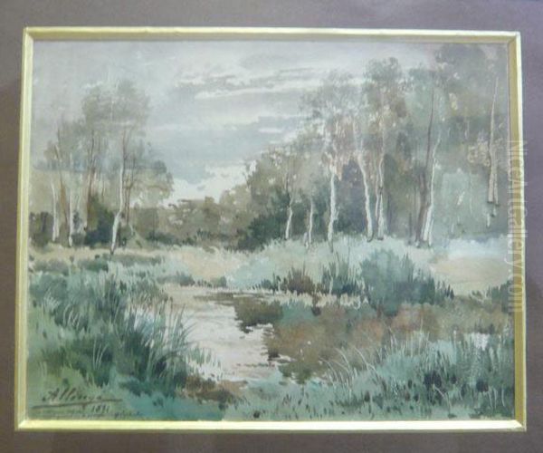 Etang Au Printemps Oil Painting by Auguste Allonge